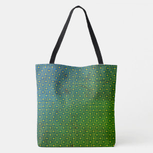 Bolsa Tote Padrão de Cubos com Fios de Neon Neon Verde Sprite