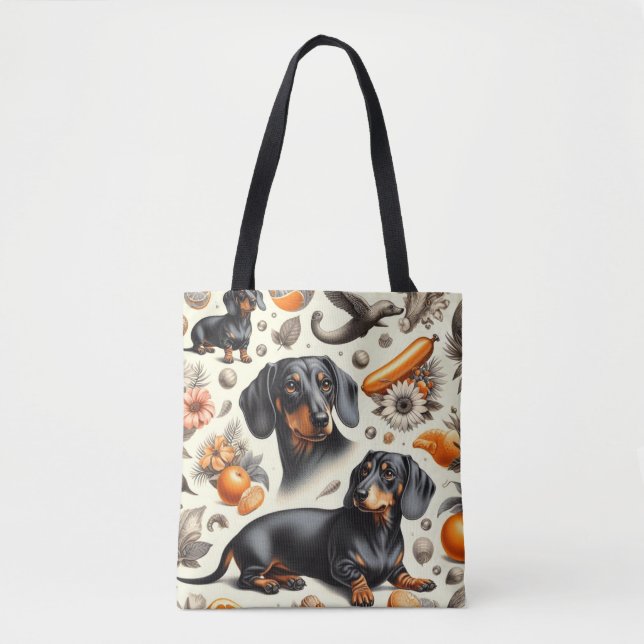 Bolsa Tote Padrão de Dachshund Cute (Frente)