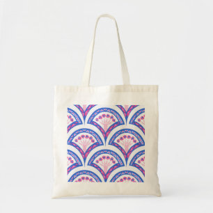 Bolsa Tote padrão de damasco floral azul