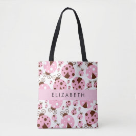 Bolsa Tote Padrão De Damybugs, Damybugs Rosa, Seu Nome