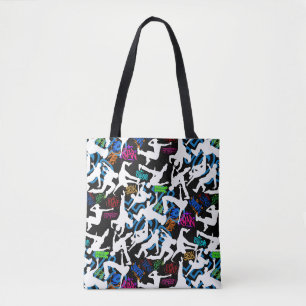 Bolsa Tote Padrão de Dança HipHop.w Preto BG