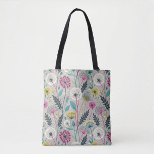 Bolsa Tote Padrão de Dandelion e Foliage Insoltos