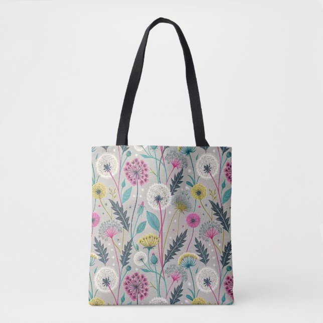 Bolsa Tote Padrão de Dandelion e Foliage Insoltos (Frente)