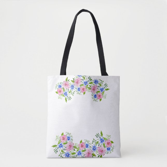 Bolsa Tote Padrão de decoração floral elegante de aquarelas (Frente)
