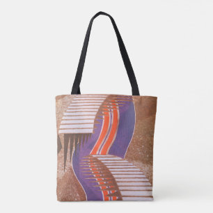 Bolsa Tote Padrão de Degrau de Escada Pochoir de Arte Deco Ja