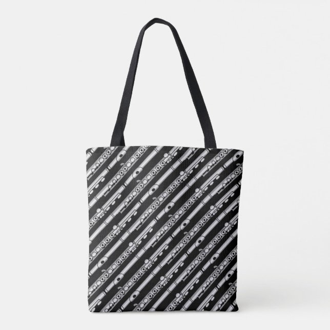 Bolsa Tote Padrão de Desenho de Fluto (Verso)