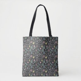 Bolsa Tote Padrão de desenho do coelho de Páscoa em lousa