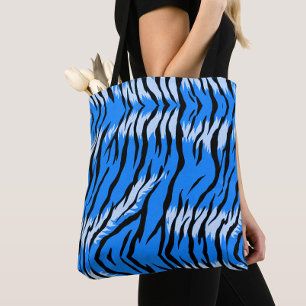 Bolsa Tote Padrão de Design de Pele de Animal Tigre Azul