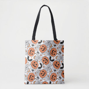 Bolsa Tote Padrão de Dia das Bruxas Spooky Pumpkin