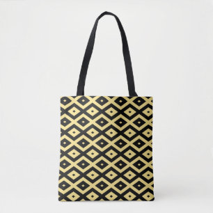 Bolsa Tote Padrão de diamante amarelo-limão e preto