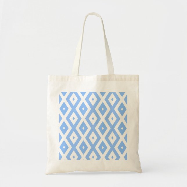 Bolsa Tote Padrão de diamante azul e branco (Frente)