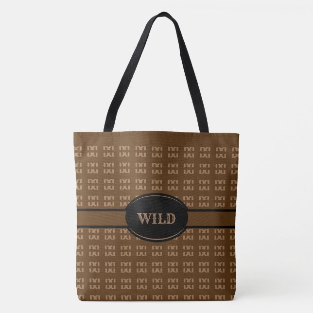 Bolsa Tote Padrão de Diamante Bege em Marrom (Frente)