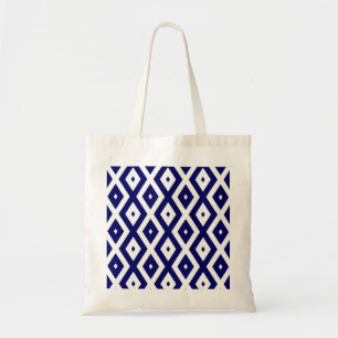 Bolsa Tote Padrão de diamante branco e azul-marinho