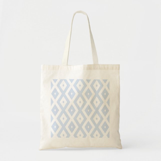 Bolsa Tote Padrão de diamante branco e azul pálido (Frente)