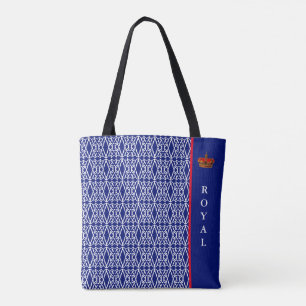 Bolsa Tote Padrão de diamante elegante e sofisticado em azul 