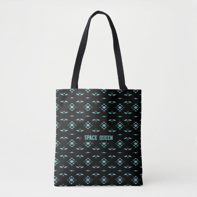 Bolsa Tote Padrão de diamante elegante e sofisticado em preto (Frente)