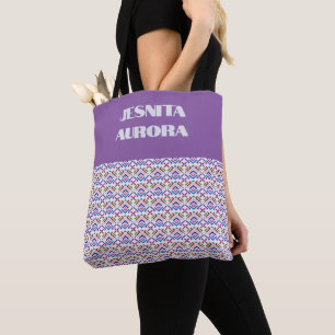 Bolsa Tote Padrão de Diamante Geométrico Étnico Pastel Modern