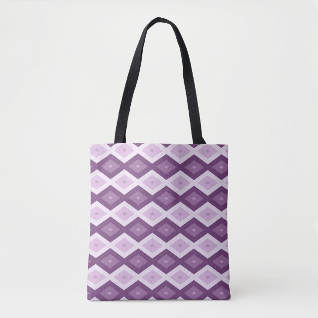 Bolsa Tote Padrão de diamante roxo (Frente)