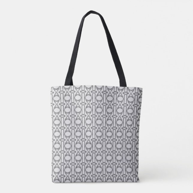 Bolsa Tote Padrão de Diamante Silver Moderno (Verso)