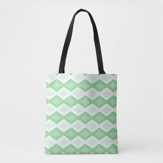 Bolsa Tote Padrão de diamante verde da maçã (Frente)