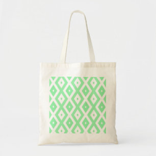 Bolsa Tote Padrão de diamante verde e branco