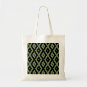 Bolsa Tote Padrão de diamante verde-oliva e preto