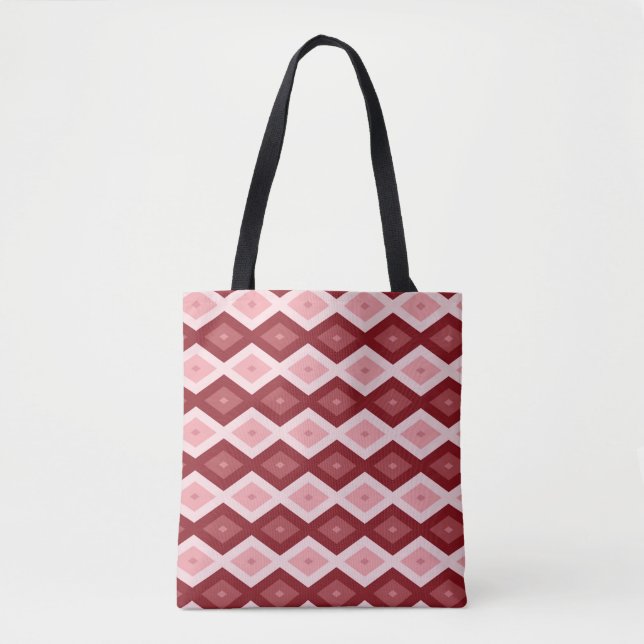 Bolsa Tote Padrão de diamante vermelho (Frente)