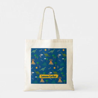 Bolsa Tote Padrão de Dinossauro Azul-Bonito Personalizado