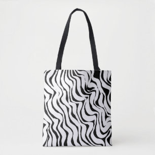 Bolsa Tote Padrão de dobras. Vintage branca e negra.