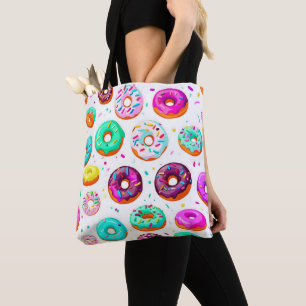 Bolsa Tote Padrão de donuts de creme delicioso