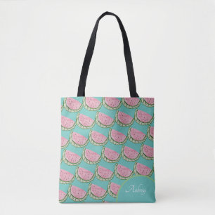 Bolsa Tote Padrão de Doodles de Melancia em Aquarela