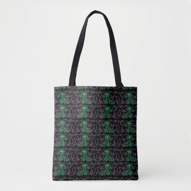 Bolsa Tote Padrão de dragão verde bebê (Frente)