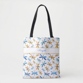 Bolsa Tote Padrão de Dragonfly Inspiracional Ilustrado À Mão