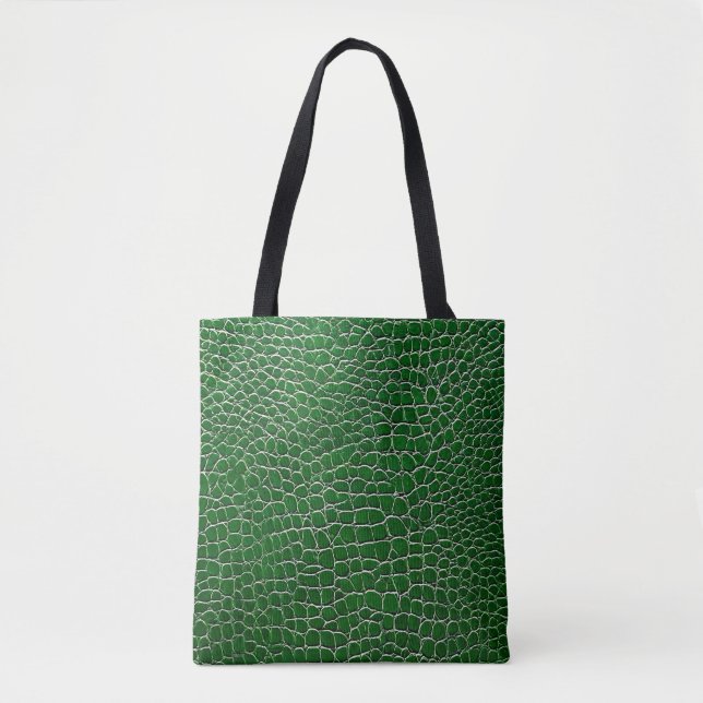 Bolsa Tote Padrão de efeito de couro verde (Frente)