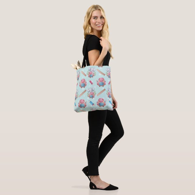 Bolsa Tote Padrão de Elefante de Volta às Aulas (No(a) Modelo)