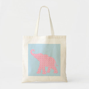 Bolsa Tote Padrão de elefante rosa feliz moderno