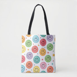 Bolsa Tote Padrão de Emoji Sorridente
