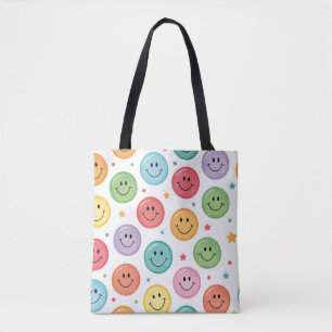 Bolsa Tote Padrão de Emoji Sorridente