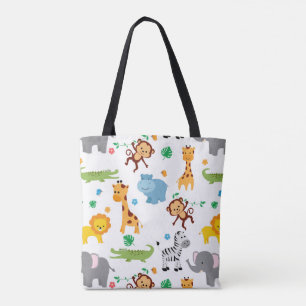Bolsa Tote Padrão de Enfermeiro de Animais Safari Cute