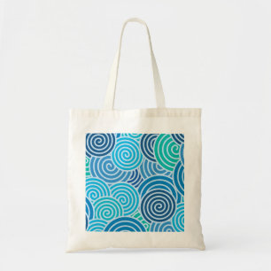 Bolsa Tote Padrão de Espiral Azul Moderno
