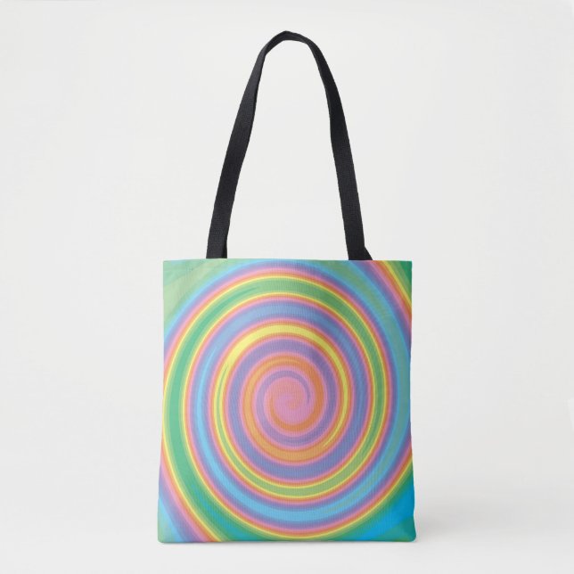 Bolsa Tote Padrão de espiral colorido (Frente)