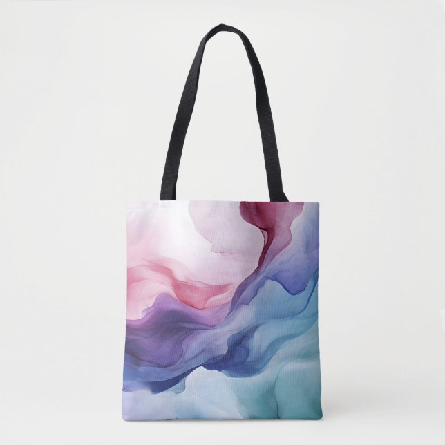 Bolsa Tote Padrão de espiral de fumo do arco-íris (Frente)