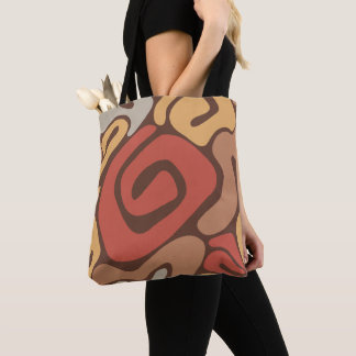 Bolsa Tote Padrão de espiral quente de bronzeado e ferrugem