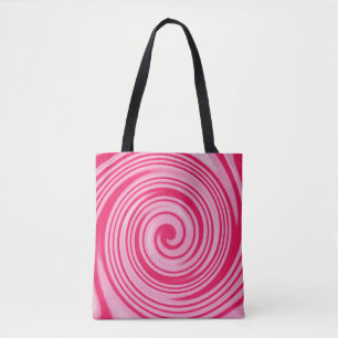 Bolsa Tote Padrão de espiral vermelho e rosa