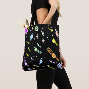 Bolsa Tote Padrão de Esplendor Celestial Cósmico Colorido