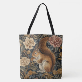 Bolsa Tote Padrão de Esquilo e Flores Vintage