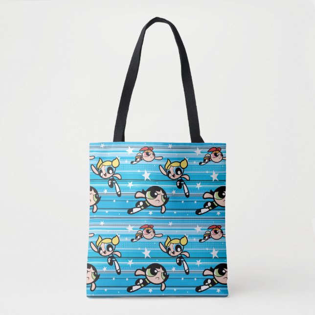 Bolsa Tote Padrão de Estrela de Raparigas Powerpuff (Frente)