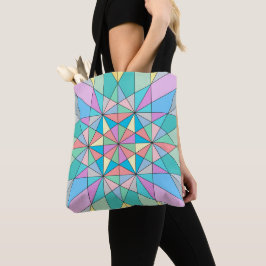 Bolsa Tote Padrão de Estrela Triangular Mosaico Pastel Retro