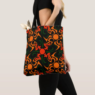 Bolsa Tote Padrão de Estrela Tribal Verde e Amarelo