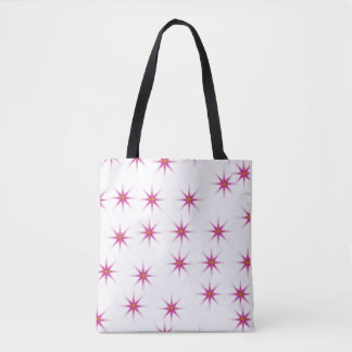Bolsa Tote Padrão de estrelas brilhantes neon-rosa